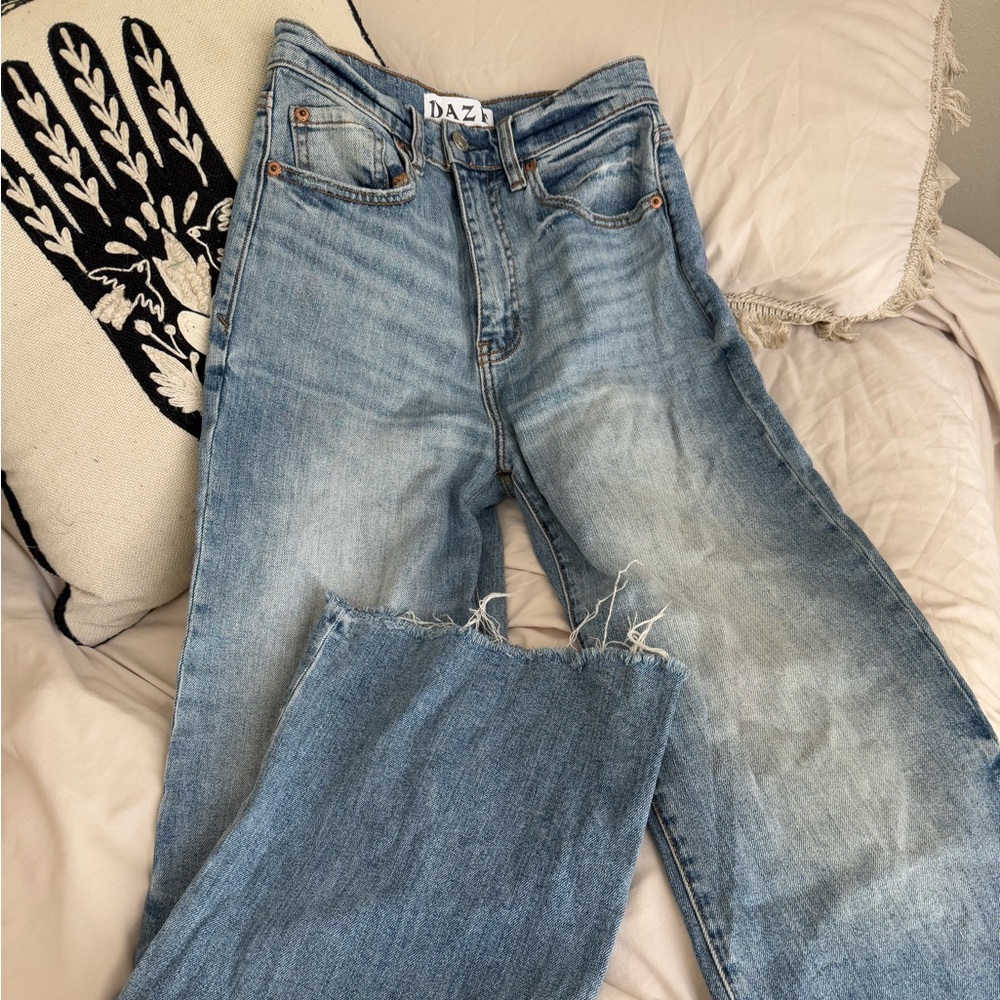 Daze shredded flare jeans
